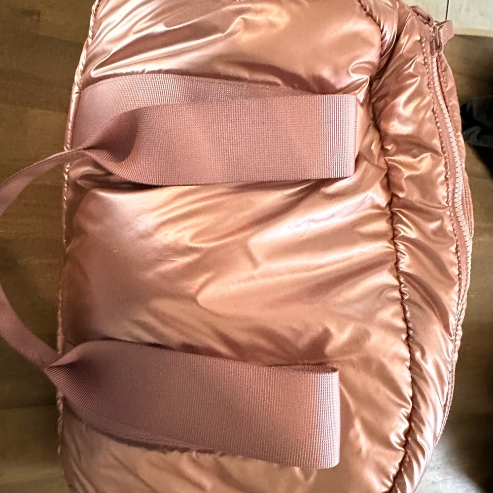 Pink Satin Tote Bag with Wide Webbing Straps - Picture 4 of 5